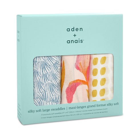 Aden & Anais Infant Boutique Silky Soft Swaddle Blankets, Marine Gardens, 3-pack - ANB Baby -$20 - $50