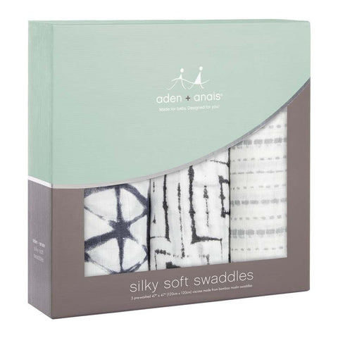 Aden & Anais Infant Boutique Silky Soft Swaddle Blankets, Pebble Shibori 3-pack, -- ANB Baby