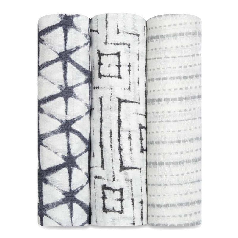 Aden & Anais Infant Boutique Silky Soft Swaddle Blankets, Pebble Shibori 3-pack, -- ANB Baby