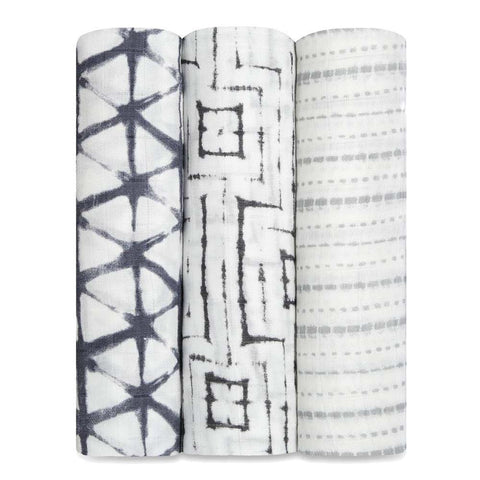 Aden & Anais Infant Boutique Silky Soft Swaddle Blankets, Pebble Shibori 3-pack - ANB Baby -$20 - $50