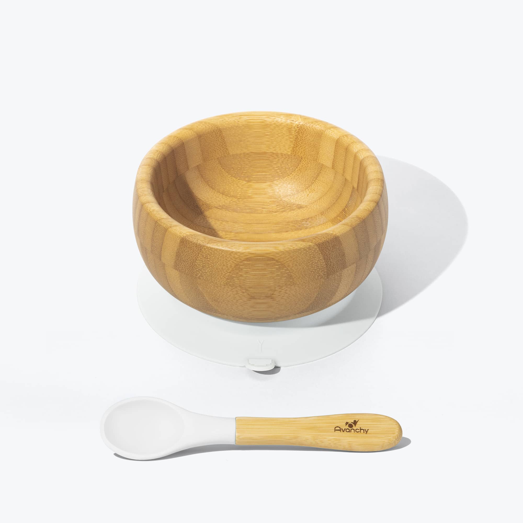 Avanchy Baby Bamboo Stay Put Suction Bowl + Spoon - ANB Baby -Avanchy