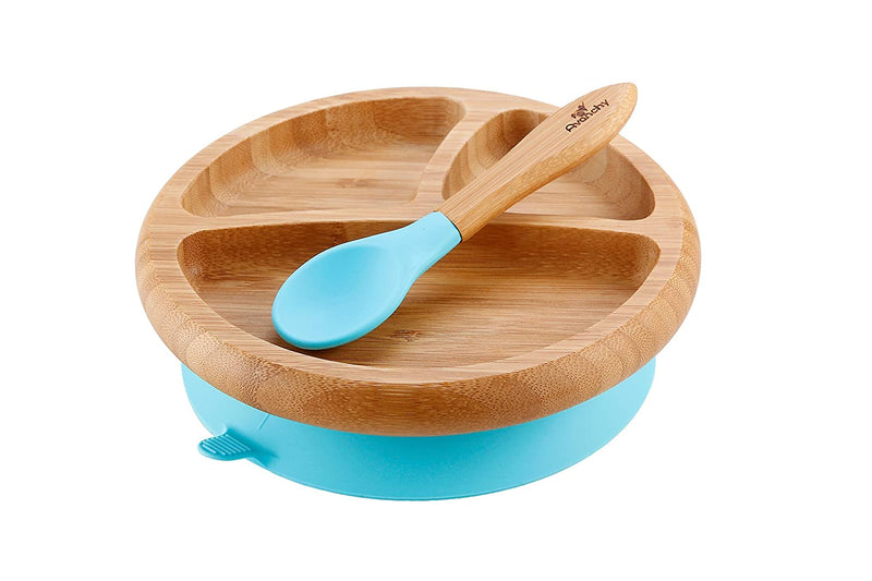Avanchy Baby Bamboo Stay Put Suction Plate + Spoon, -- ANB Baby
