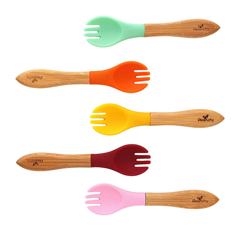 Avanchy Bamboo and Silicone Toddler Training Forks - ANB Baby -$20 - $50