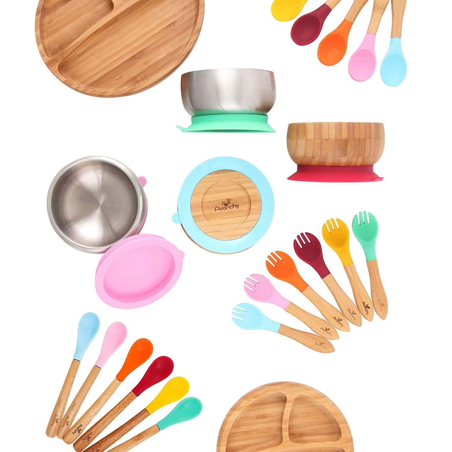 Avanchy Bamboo Baby Spoons 5 Pack - Multi Color - ANB Baby -$20 - $50