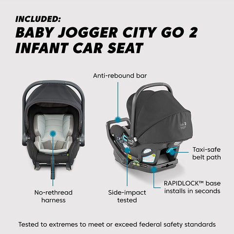 Baby Jogger City Mini 2 3W + City GO 2 Travel System, Opulent Black - ANB Baby -$500 - $1000