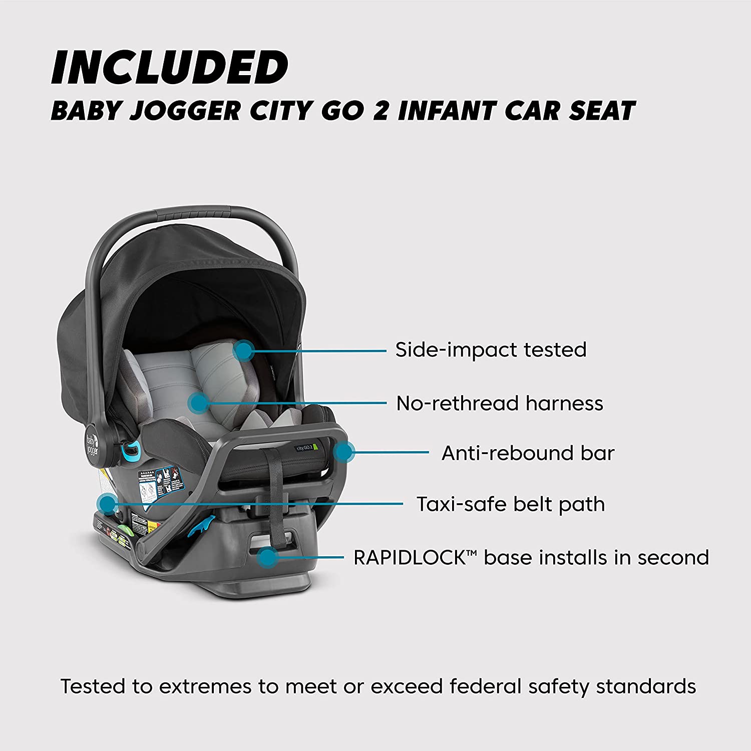 Baby Jogger City Mini GT2 + City GO 2 Travel System, Opulent Black, -- ANB Baby