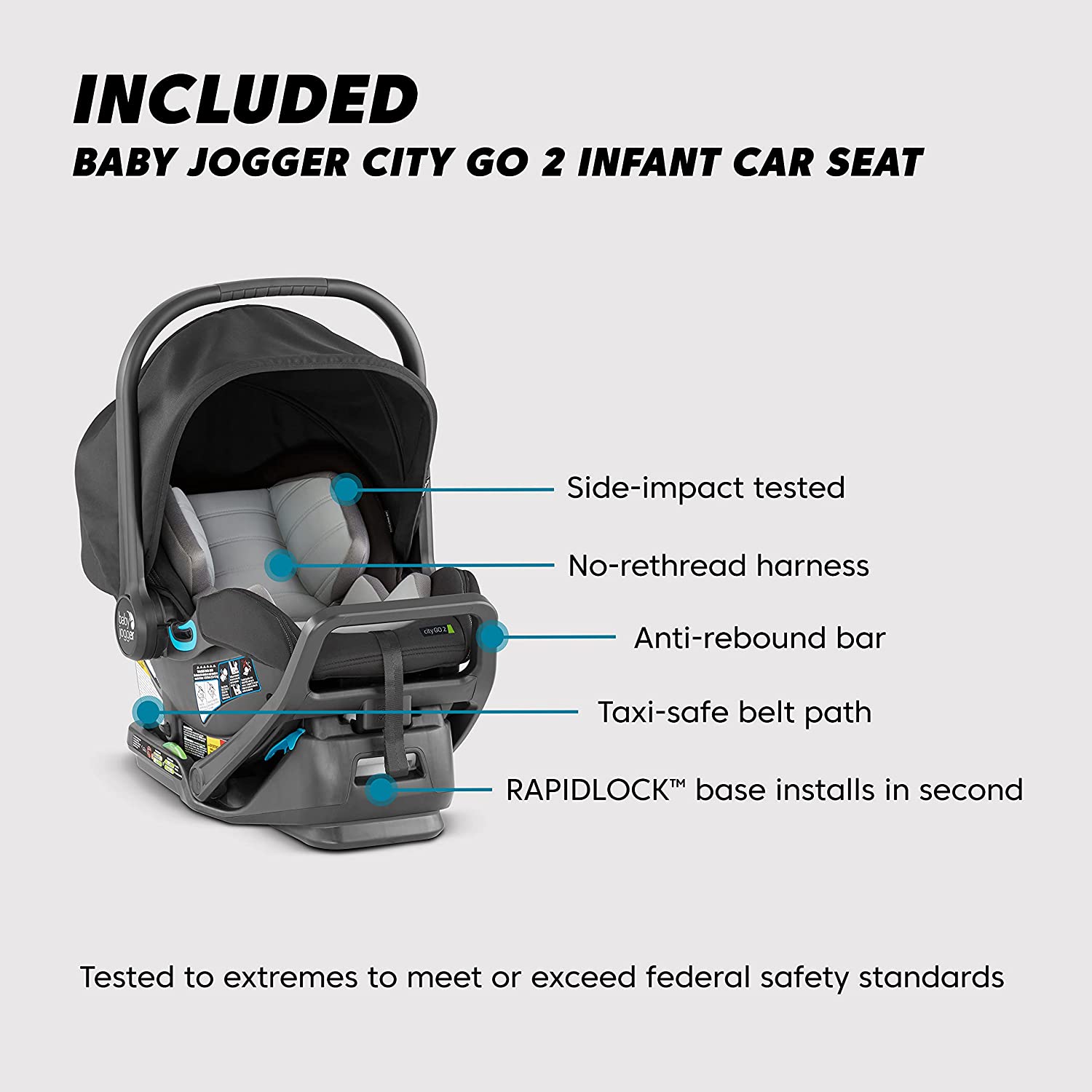 Baby Jogger City Tour 2 Travel System, Pitch Jet - ANB Baby -$500 - $1000