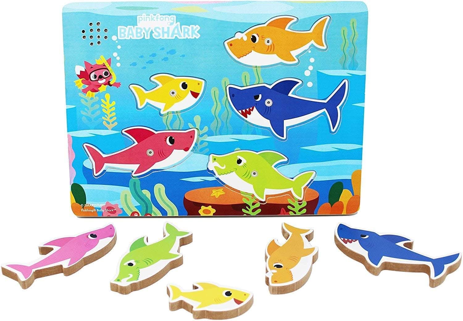 Cardinal Industries Pinkfong Baby Shark Chunky Wooden Sound Puzzle - ANB Baby -2+ years