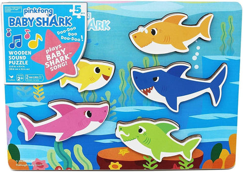 Cardinal Industries Pinkfong Baby Shark Chunky Wooden Sound Puzzle - ANB Baby -2+ years