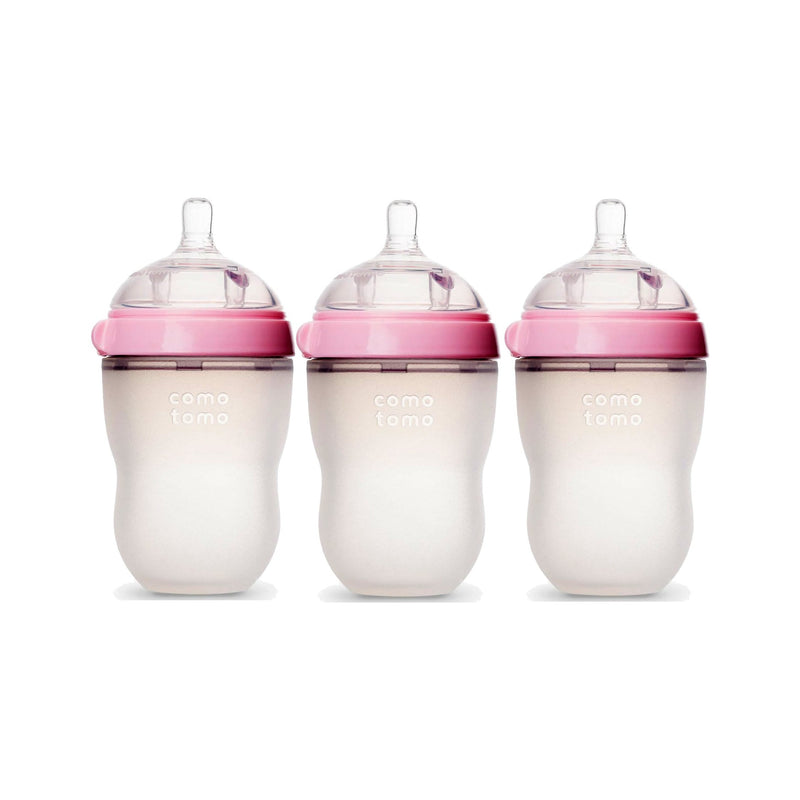 Comotomo Baby Bottle 8-Ounce/250 ml Kit, Pink, Pack of 3, -- ANB Baby