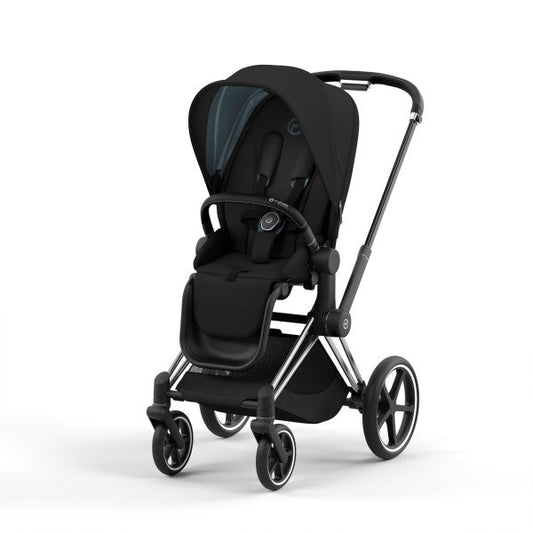 Cybex Priam 4 OneBox Stroller, Chrome / Black Frame with Deep Black Seat Pack, -- ANB Baby