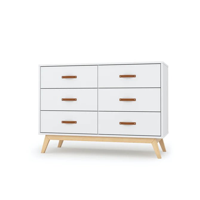 DaDaDa Tribeca 6-Drawer Dresser, White + Natural, -- ANB Baby