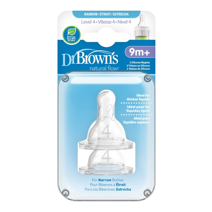 Dr. Brown's Different Level Silicone Narrow Nipple, 2-Pack - ANB Baby -BPA Free Nipples