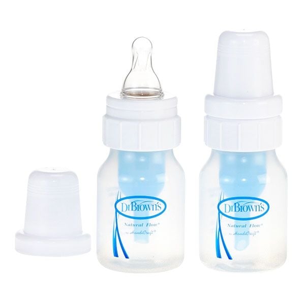 Dr. Brown's Natural Flow Feeding Bottle, Polypropylene 2-Ounce, 2 Pack - ANB Baby -2 oz. Bottles