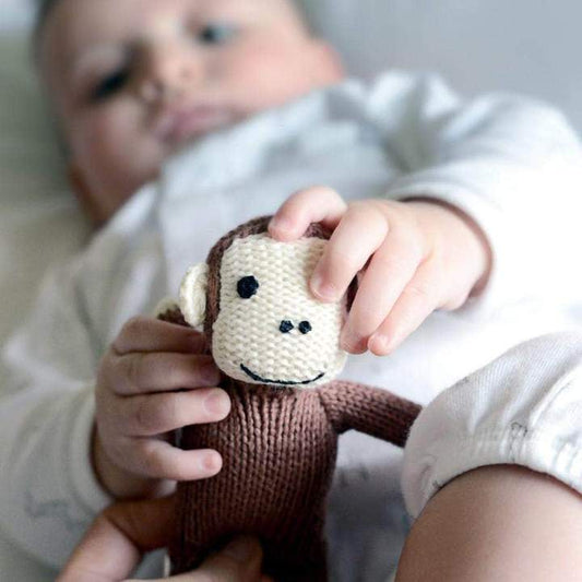 Estella Organic Monkey Rattle Baby Toy, -- ANB Baby