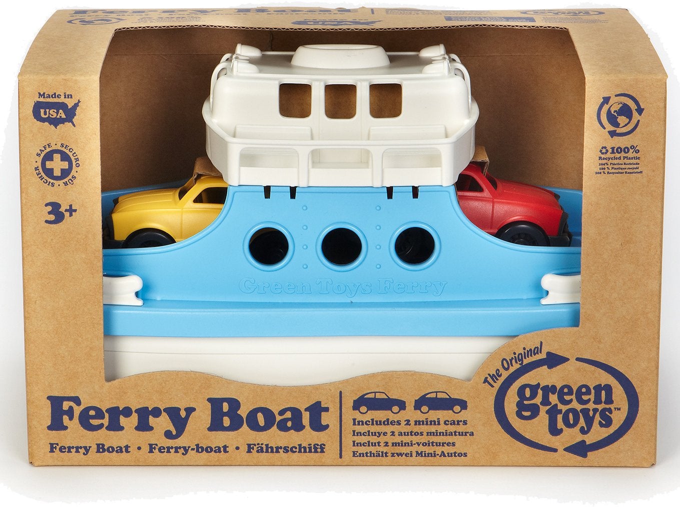 Green Toys Ferry Boat with Mini Cars Bathtub Toy, Blue/White - ANB Baby -bath toy