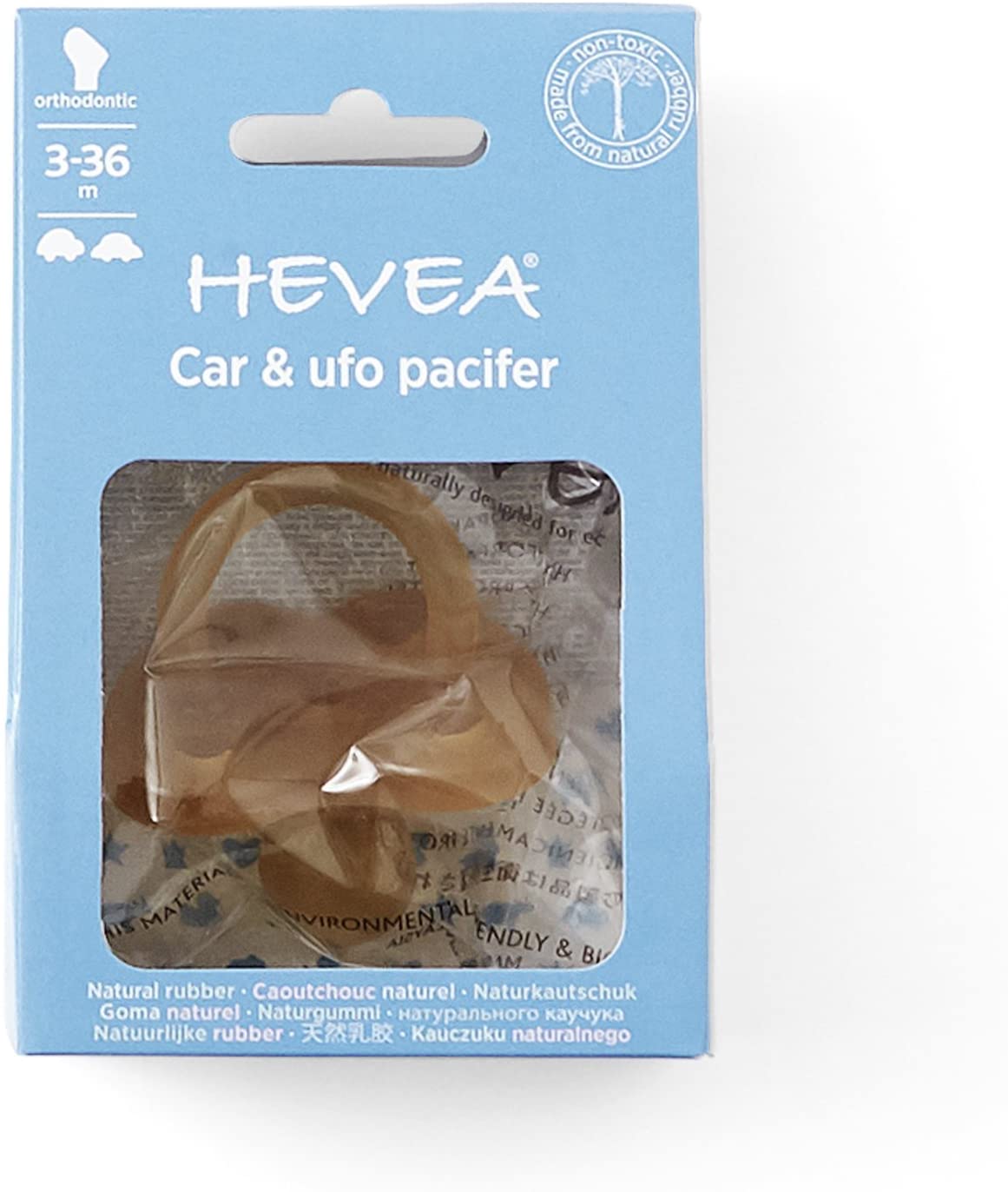 HEVEA Car and Ufo Orthodontic Pacifier 3+ - ANB Baby -Less than $20