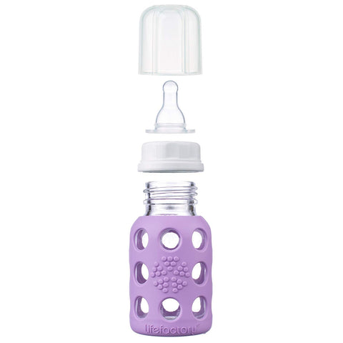Life Factory Glass Baby Bottle Lavender, 4 oz. - ANB Baby -4 Ounce feeding bottle