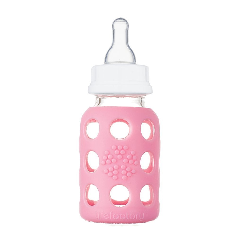 Life Factory Pink Glass Baby Bottle, 4 oz. - ANB Baby -4 Ounce feeding bottle