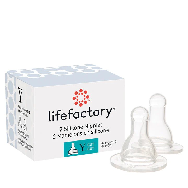 Lifefactory Stage 2 Y-Cut Silicone Nipples for 4-Ounce and 9-Ounce, Clear, Pack of 2 - ANB Baby -718122113033BPA-free