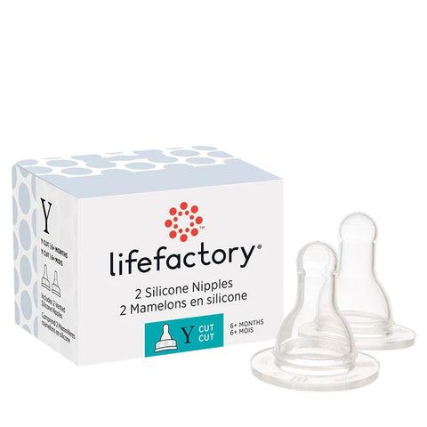 Lifefactory Stage 2 Y-Cut Silicone Nipples for 4-Ounce and 9-Ounce, Clear, Pack of 2 - ANB Baby -718122113033BPA-free