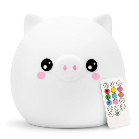 Lumieworld Silicone Tap Sensor LED Pig Kawaii Night Light with Remote - ANB Baby -860008060105$20 - $50