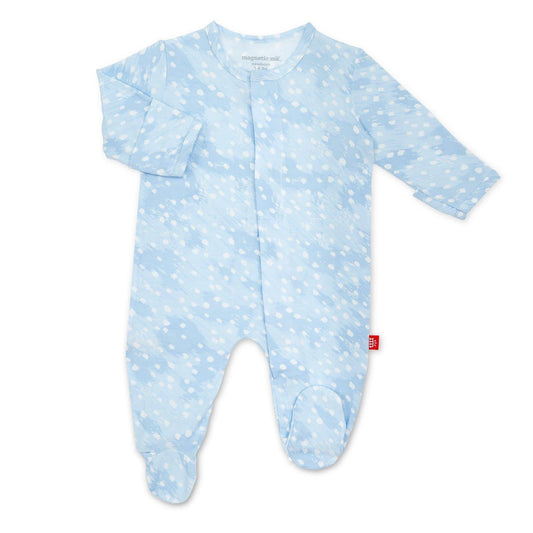 Magnetic Me Blue Doeskin Modal Magnetic Footie, -- ANB Baby