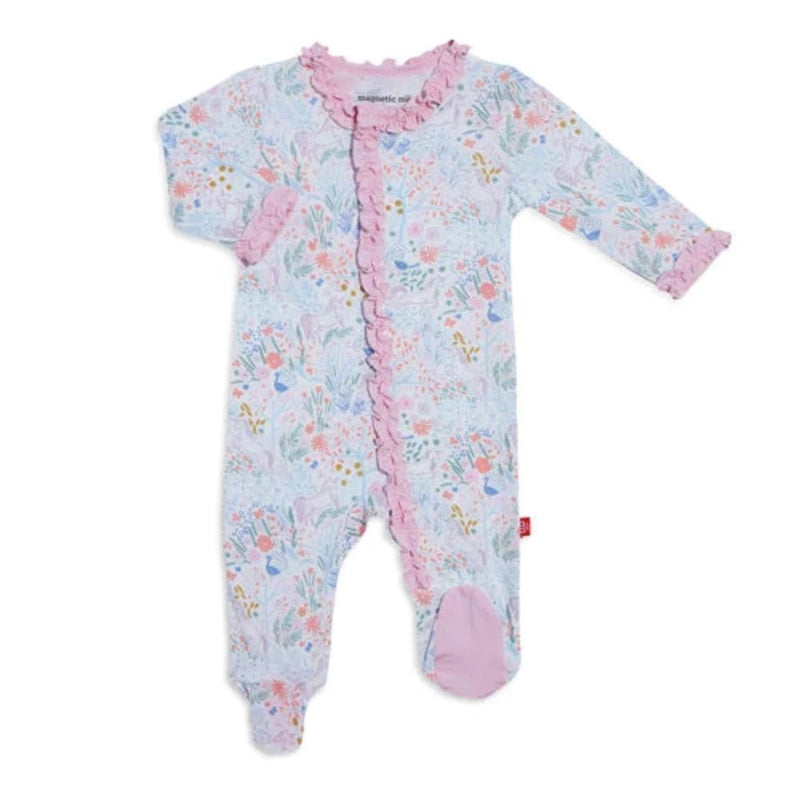 Magnetic Me Blue / Pink Pixie Pines Ruffle Magnetic Footie, -- ANB Baby