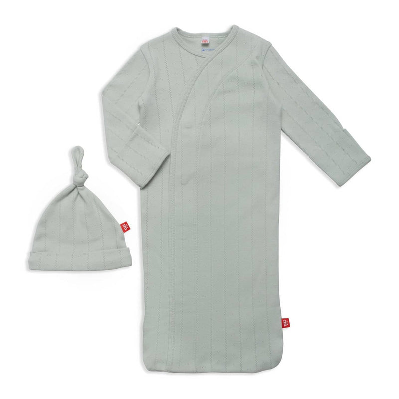 Magnetic Me Love Lines Pointelle Magnetic Gown and Hat Set, Newborn-3 Months, -- ANB Baby