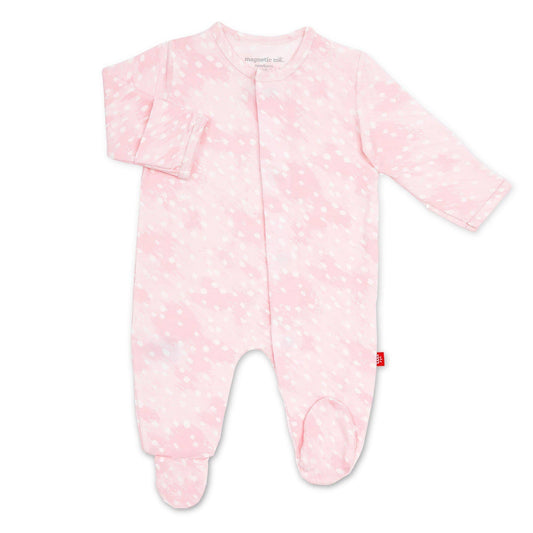 Magnetic Me Pink Doeskin Modal Magnetic Footie, -- ANB Baby