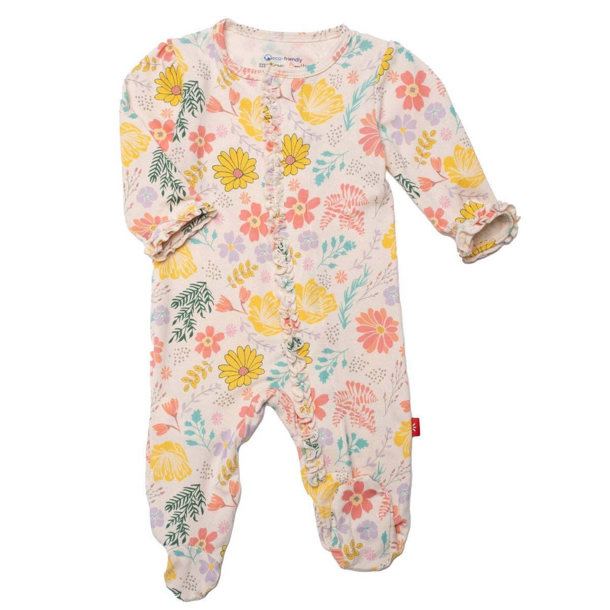 Magnetic Me Primrose Cottage Ruched Ruffle Magnetic Footie - ANB Baby -840318722894$20 - $50