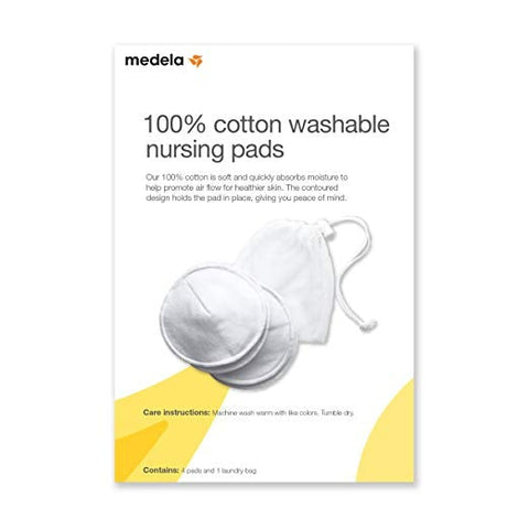 Medela Nursing Pads 100% Cotton Washable Bra Pads, 4 Count - ANB Baby -Cotton Washable Bra Pads