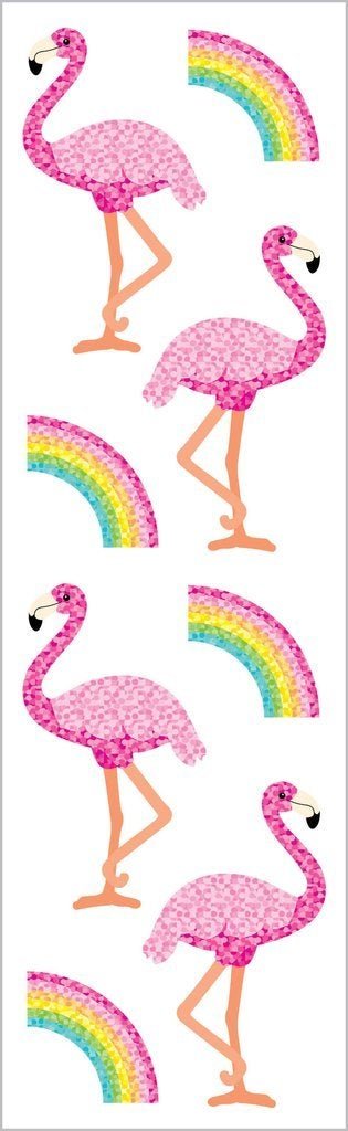 Mrs Grossmans Strip of Glitter Flamingos and Rainbows Stickers - ANB Baby -baby stickers