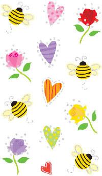 Mrs. Grossman's Strip of Reflection Petite Hearts and Bees Stickers, -- ANB Baby