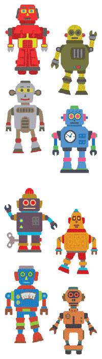 Mrs Grossmans Strip of Robots Stickers - ANB Baby -baby stickers