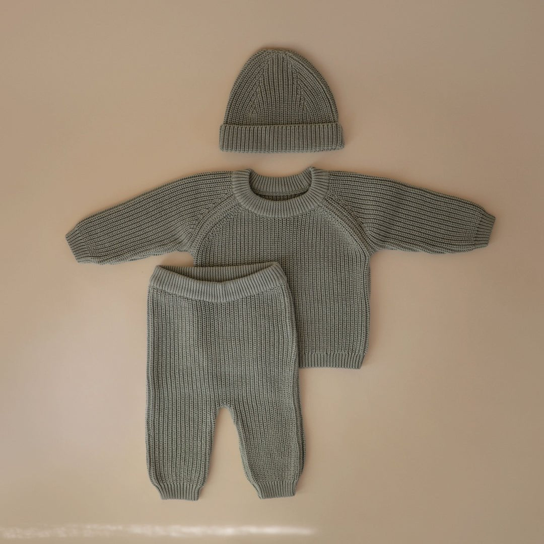 Mushie Chunky Knit Pants, Light Mint - ANB Baby -810052468846$20 - $50