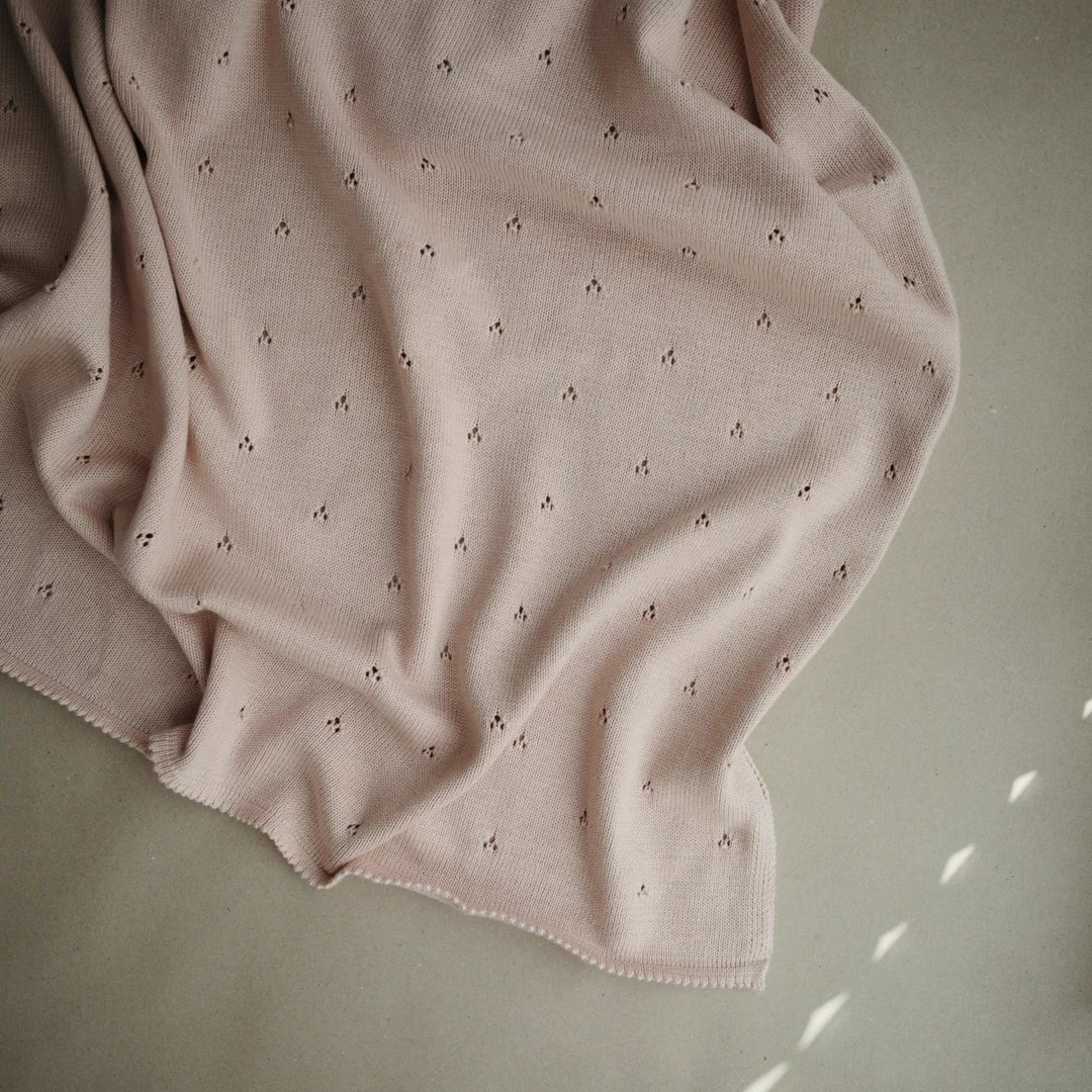 Mushie Knitted Pointelle Baby Blanket, Blush - ANB Baby -$20 - $50
