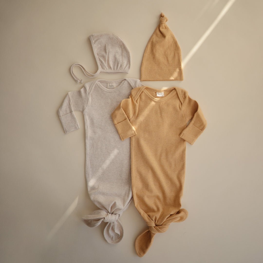 Mushie Ribbed Knotted Baby Gown - ANB Baby -810052465098$20 - $50