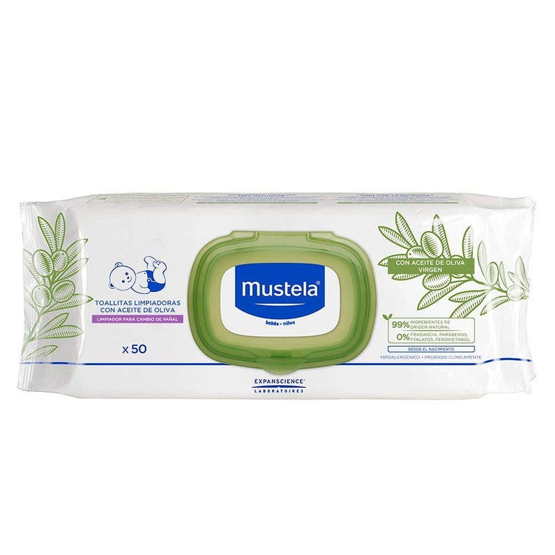 Mustela Cleansing Wipes with Olive Oil, 50 Count - ANB Baby -baby cleansing