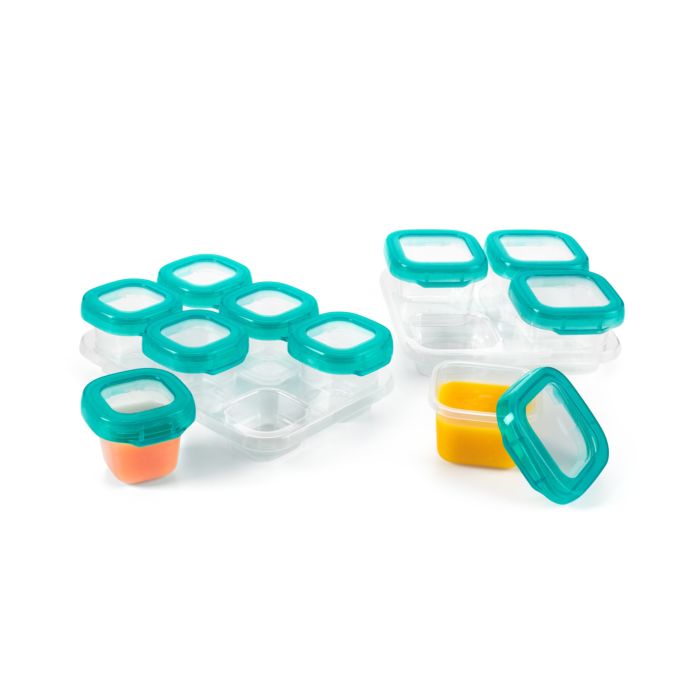 OXO Tot 12 Pc Baby Blocks Set, Teal - ANB Baby -airtight safe baby food containers