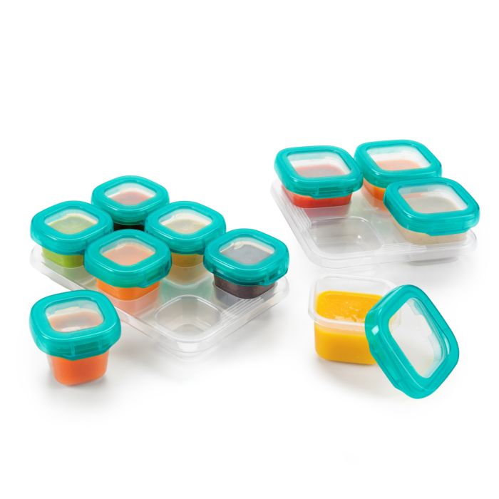 OXO Tot 12 Pc Baby Blocks Set, Teal - ANB Baby -airtight safe baby food containers