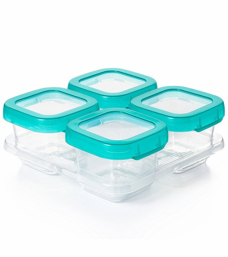OXO TOT Baby Blocks Freezer Storage Containers - 6 Oz - TEAL - ANB Baby -baby food container