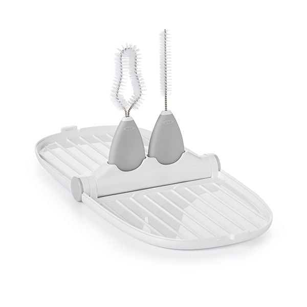 OXO TOT Breast Pump Parts Compact Drying Rack with Detail Brushes - Gray - ANB Baby -Breast Milk Storage