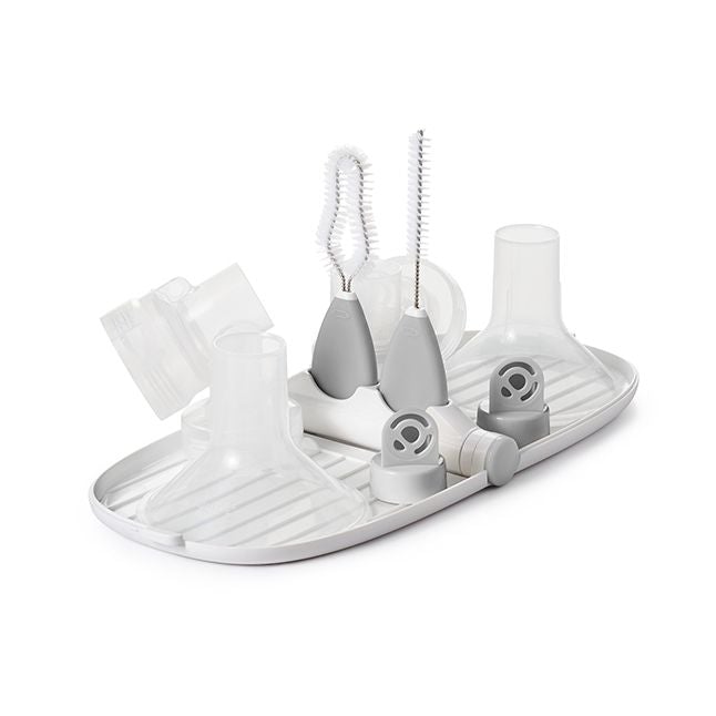 OXO TOT Breast Pump Parts Compact Drying Rack with Detail Brushes - Gray, -- ANB Baby