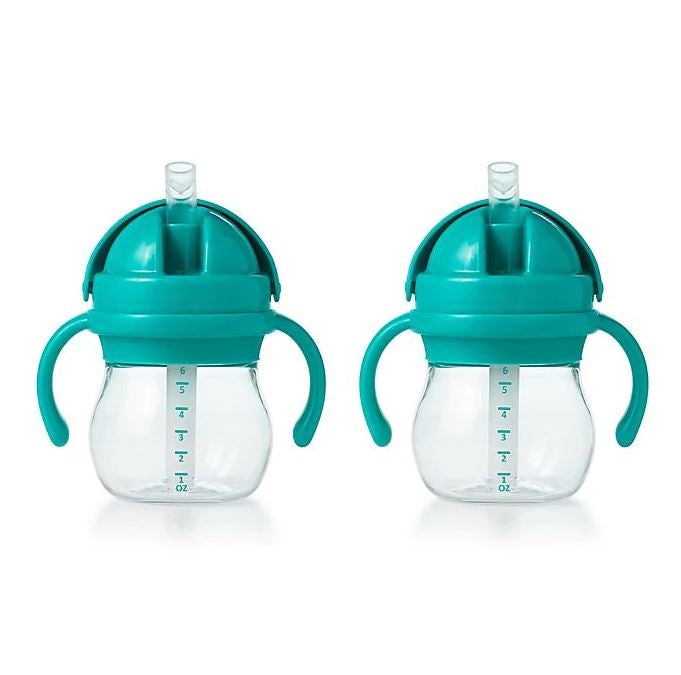 OXO Tot Transitions Straw Cup With Handles, 6 Oz, Teal, 2 Pack, -- ANB Baby