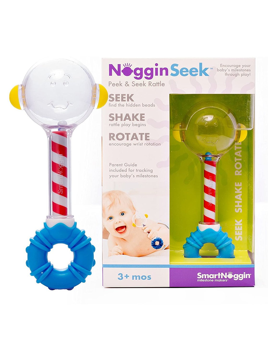 SmartNoggin NogginSeek Peek & Seek Rattle Baby Toy, -- ANB Baby
