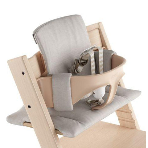 Stokke Beech Wood Adjustable Ergonomic Tripp Trapp High Chair Complete, Natural Chair with Timeless Grey Cushion - ANB Baby -$300 - $500