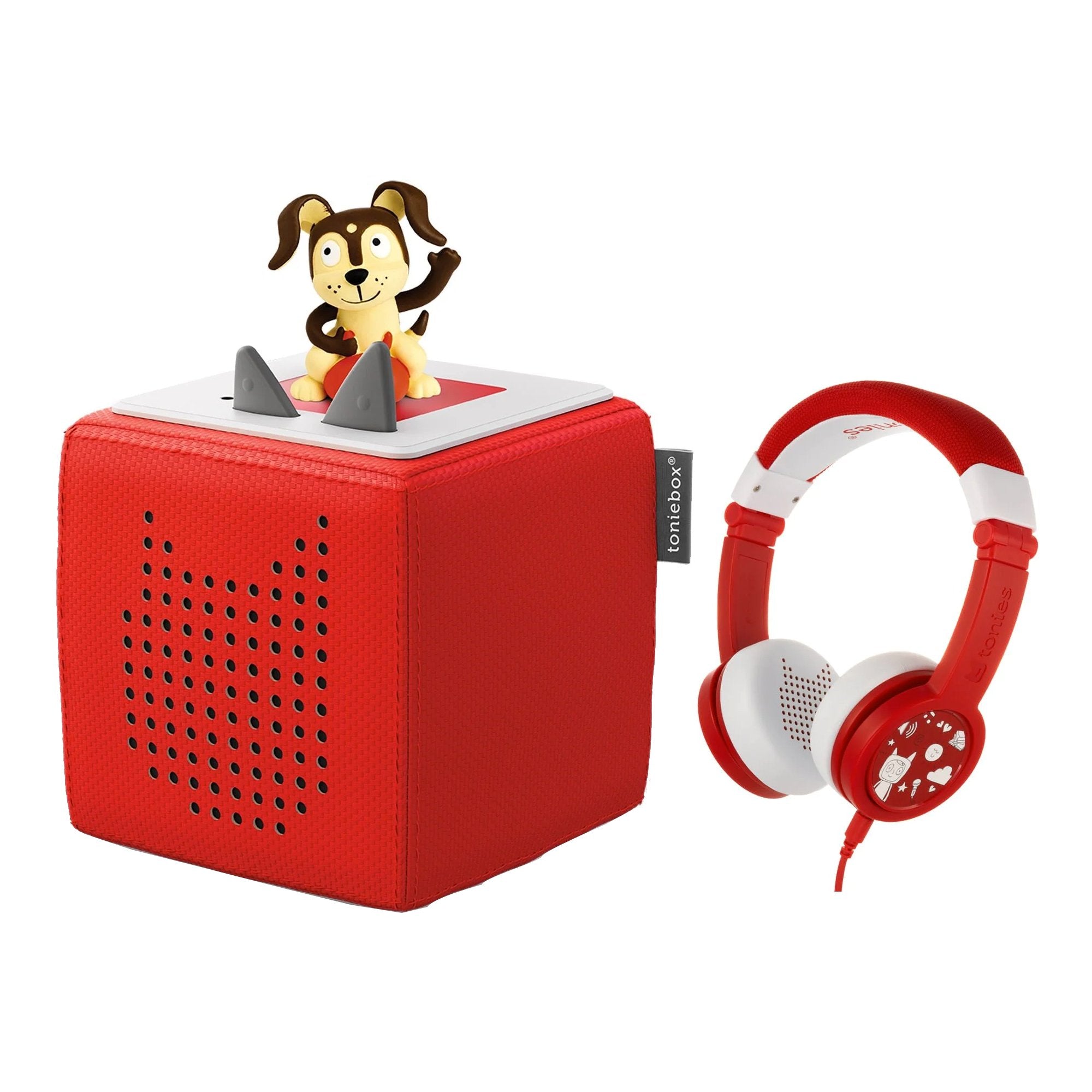 Tonies Toniebox Playtime Puppy Starter Set with Foldable Headphones - Red