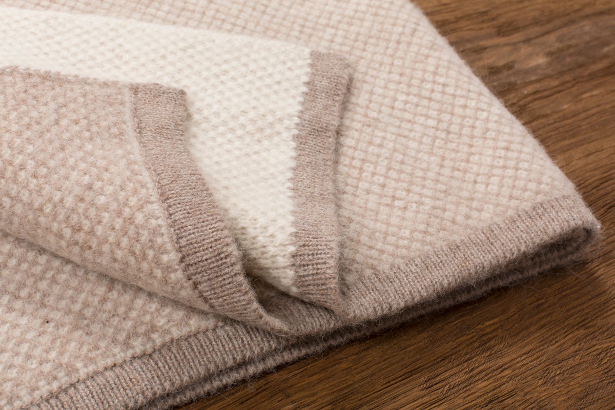 Tuwi Inti Knitted Baby Blanket, Taupe / Cream, -- ANB Baby