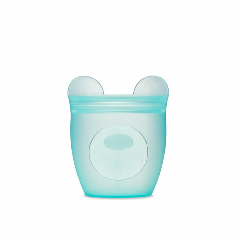 Zip Top Reusable Baby + Kid Snack Containers 100% Silicone, Teal Bear - ANB Baby -baby food container